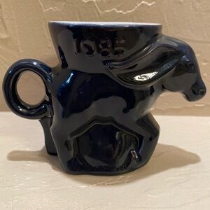 Vintage Frankoma Pottery 1985 Democrat Donkey Cup Mug Political Navy Blue